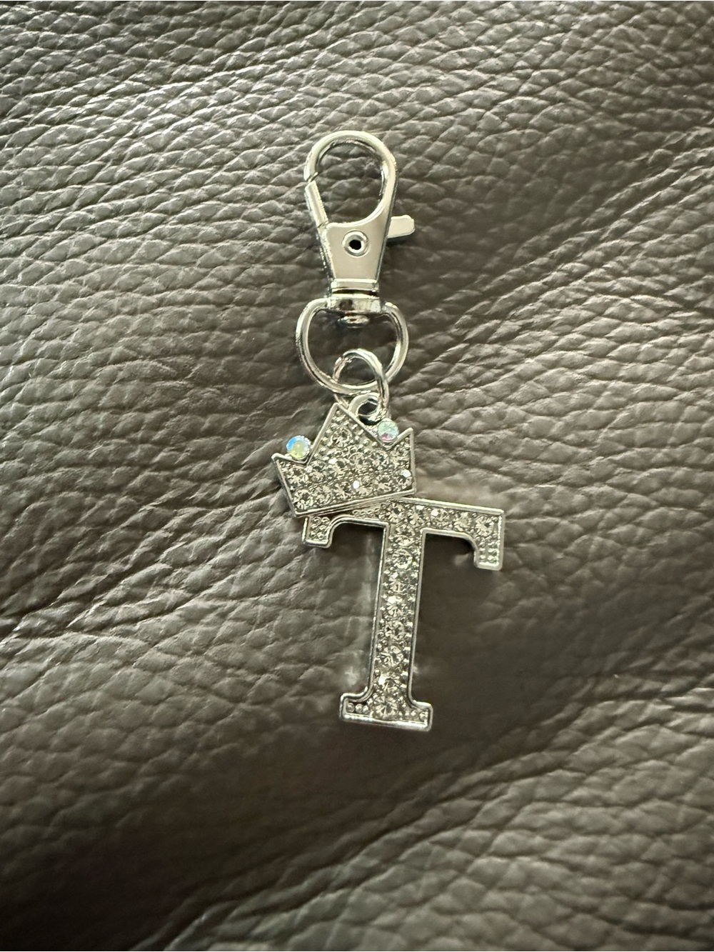 Rhinestone Letter Keychain/Bag Charm with Crown